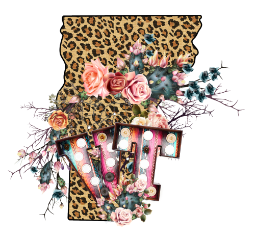 (s206-16) Leopard Print Floral Boho State Vermont