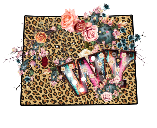 (s206-16) Leopard Print Floral Boho State Wyoming