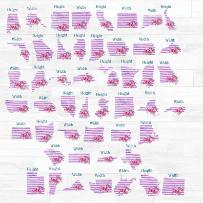 (s206-09) State Watercolor Orchids Purple Stripes All States Available