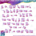 (s206-09) State Watercolor Orchids Purple Stripes All States Available