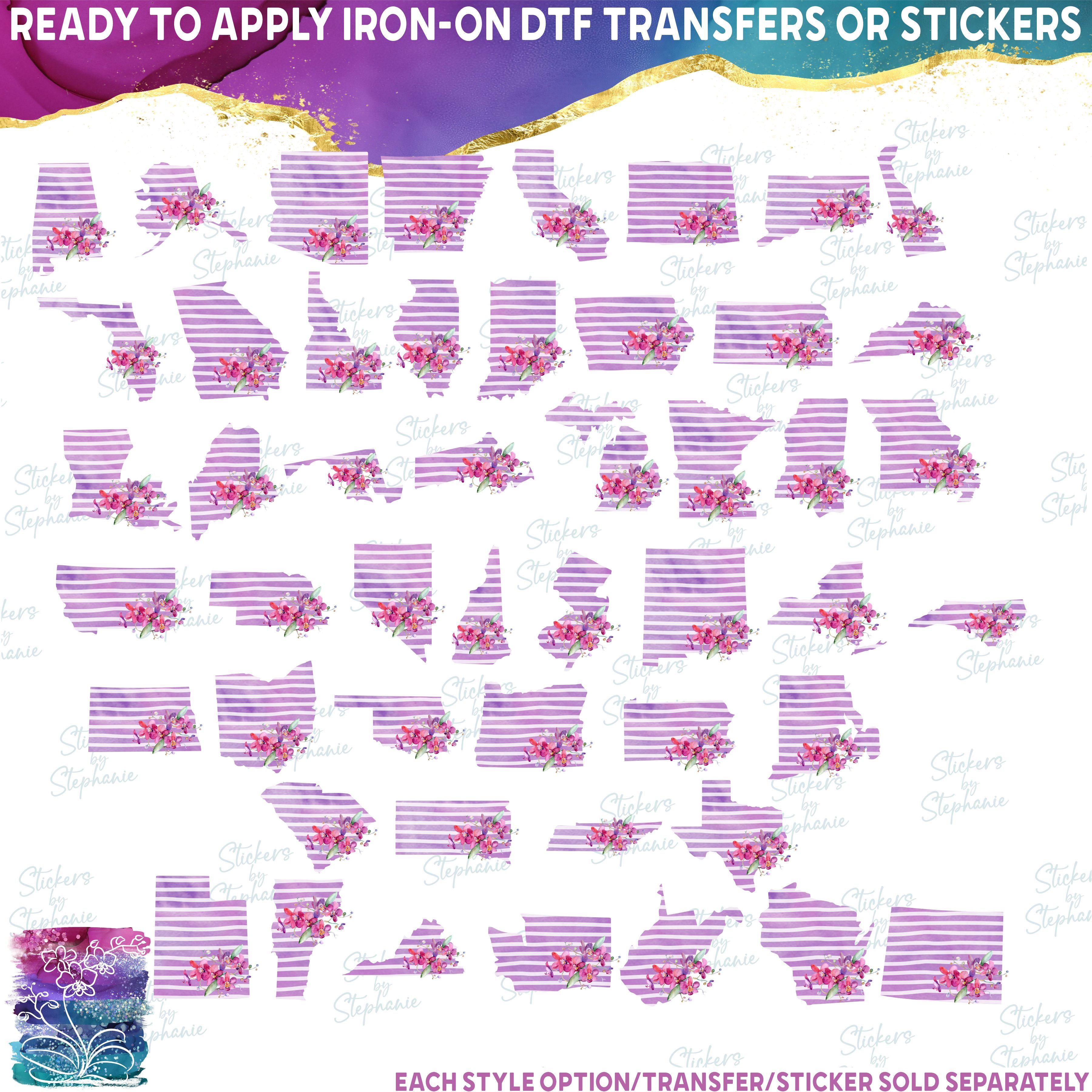 (s206-09) State Watercolor Orchids Purple Stripes All States Available