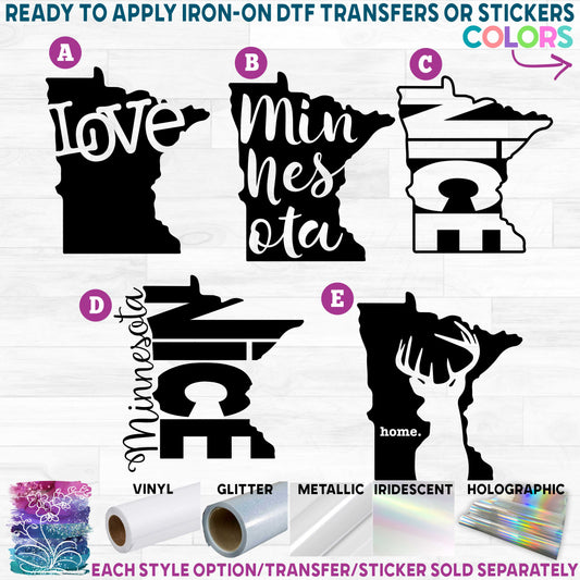 (s206-22) Minnesota State Love Nice Printed Heat Transfer or Sticker