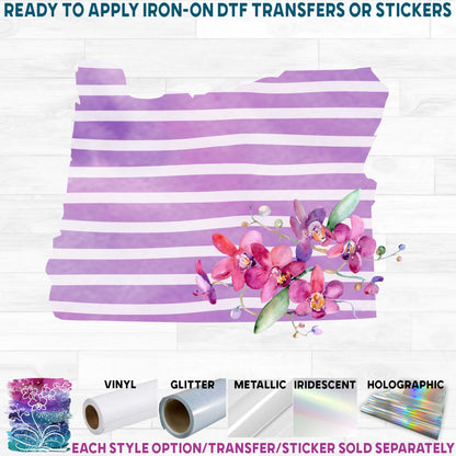 (s206-09) State Watercolor Orchids Purple Stripes All States Available