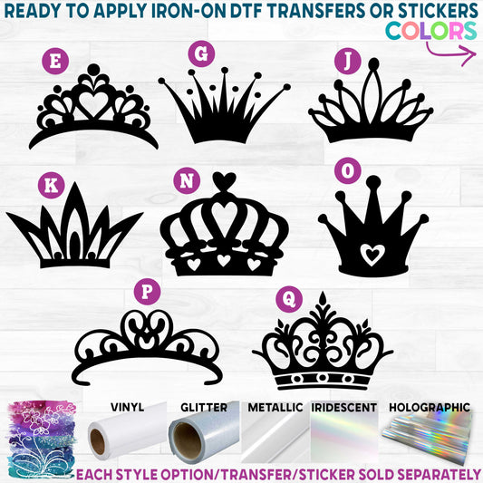 (s020-1) Princess Tiara Crown Printed Heat Transfer or Sticker