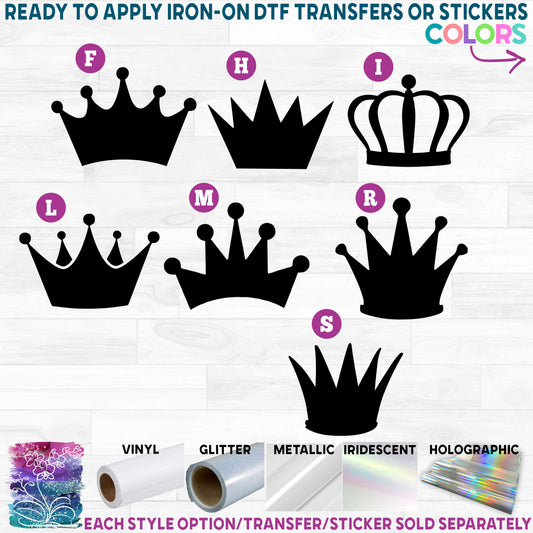 (s020-1) Princess Tiara Queen King Crown Printed Heat Transfer or Sticker