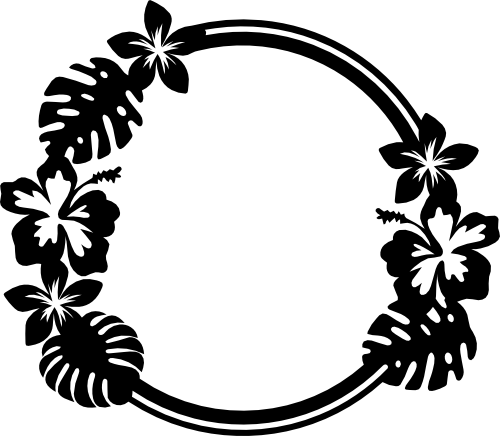 (021-02-G) Hibiscus Flowers Wreath Frame