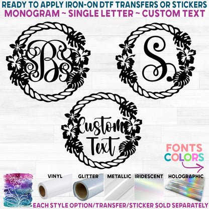 (s021-2H) Hibiscus Flowers Wreath Monogram Custom Text