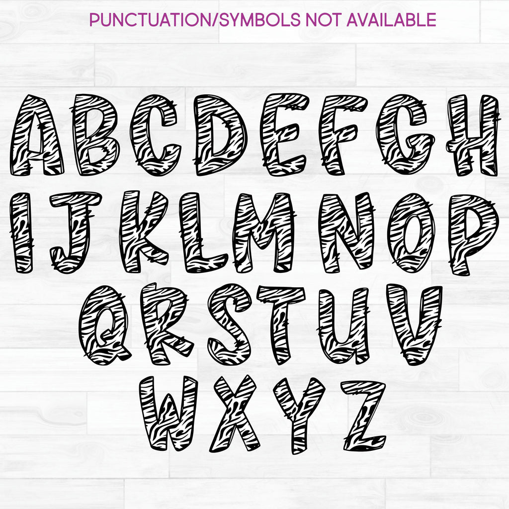 (s211-1C) Zebra Letters Numbers Custom Name Text