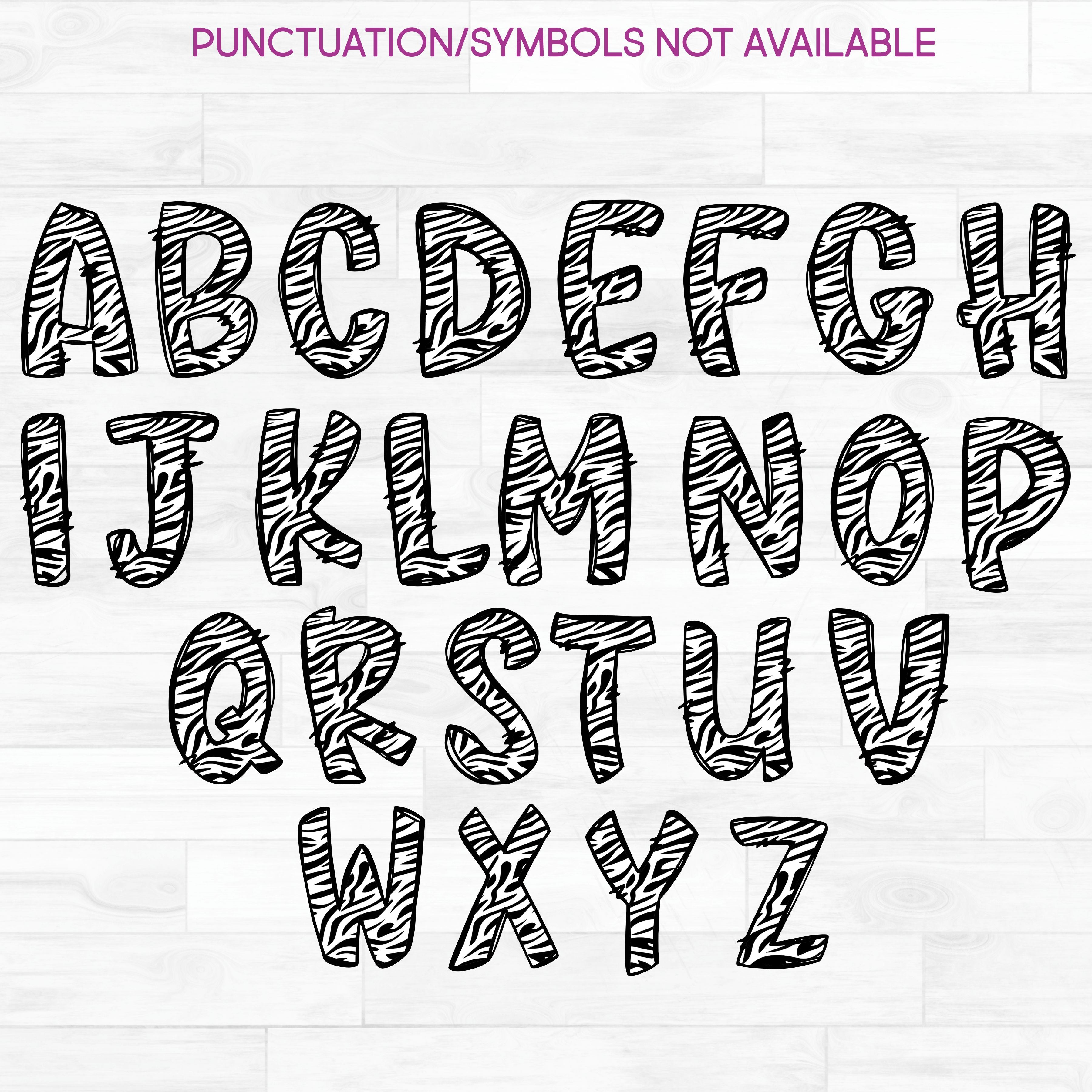 (s211-1C) Zebra Letters Numbers Custom Name Text