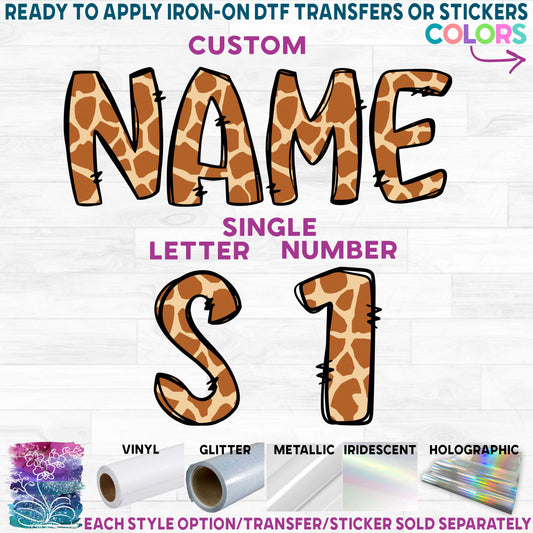 (s211-1D) Giraffe Letters Numbers Custom Name Text