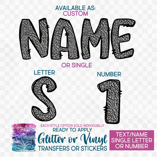 (s211-1E) Elephant Letters Numbers Custom Name Text Glitter or Vinyl Iron-On Transfer or Sticker