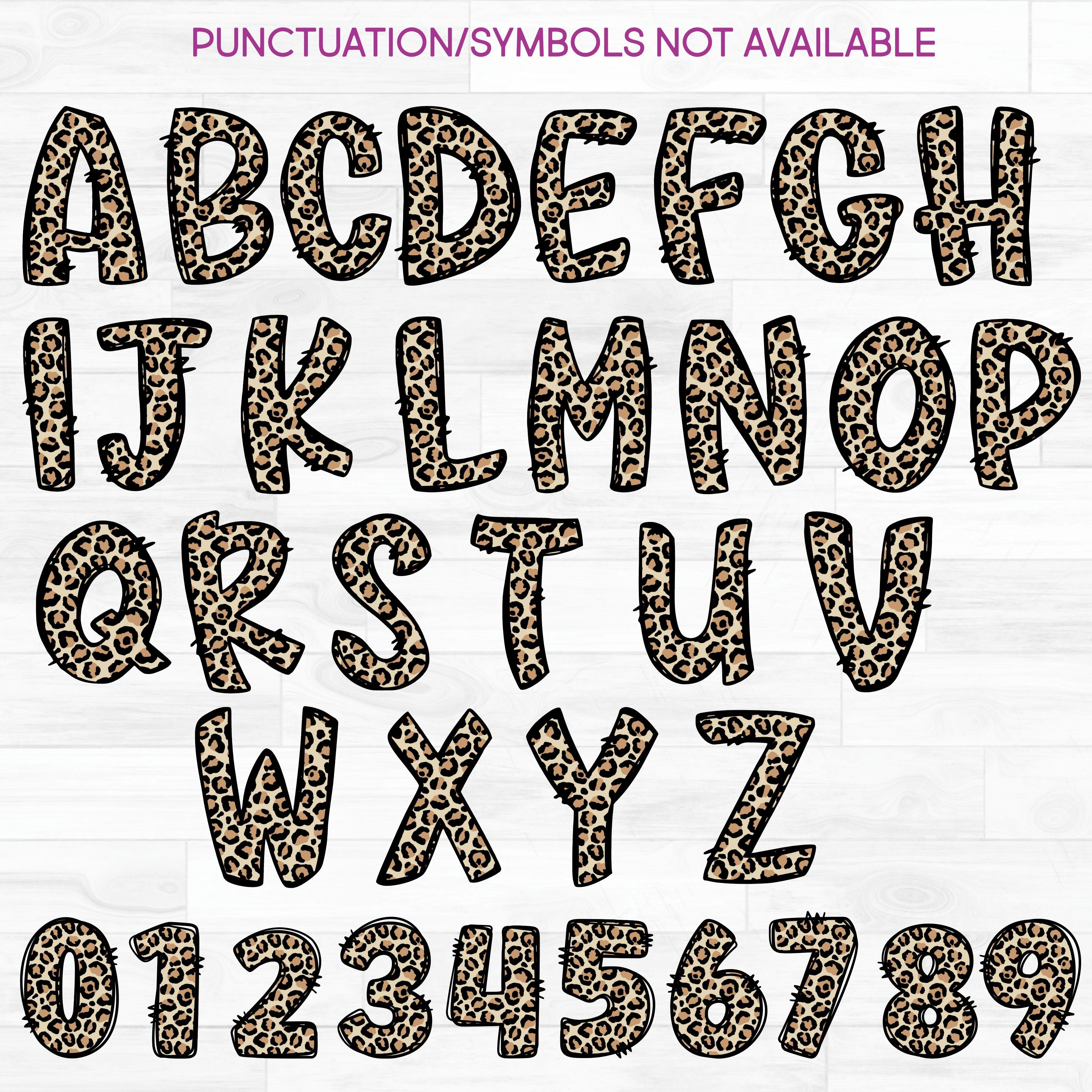 (s211-1A) Leopard Letters Numbers Custom Name Text