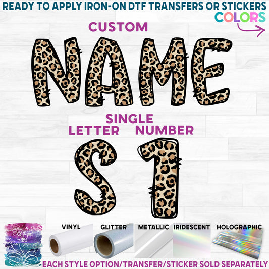 (s211-1A) Leopard Letters Numbers Custom Name Text