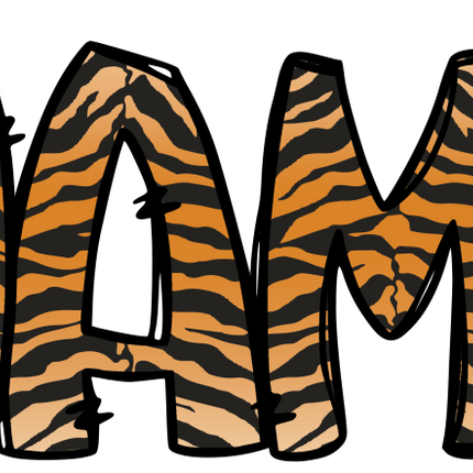 (211-01-I) Tiger Letters Numbers Custom Name Text Iron-On Transfer