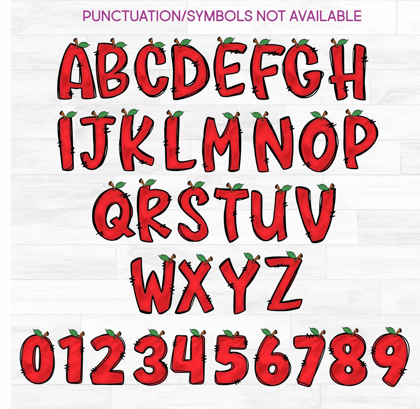 (s211-2A) Apple Letters Numbers Custom Name Text