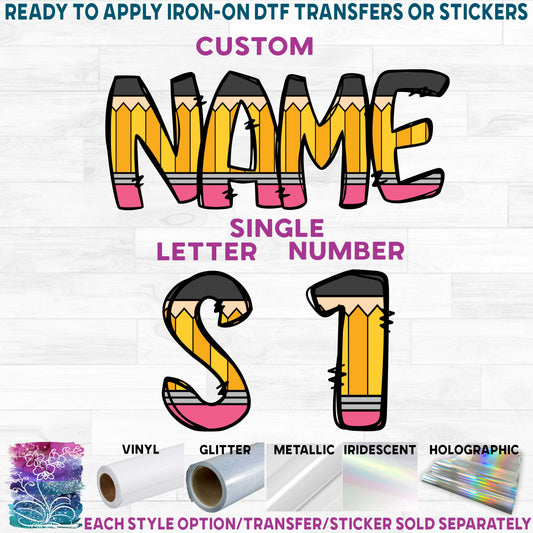 (s211-2D) #2 Pencil Letters Numbers Custom Name Text