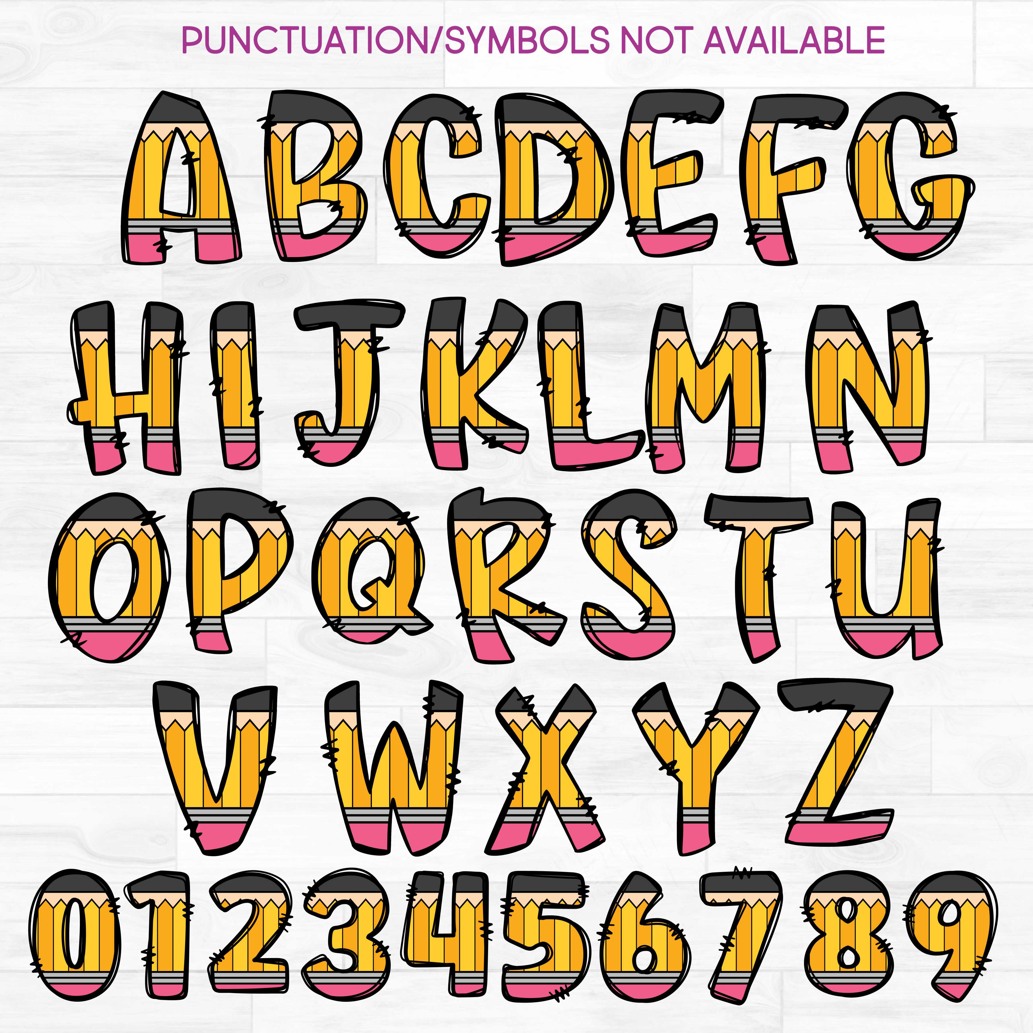 (s211-2D) #2 Pencil Letters Numbers Custom Name Text