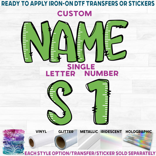 (s211-2E) Ruler Letters Numbers Custom Name Text