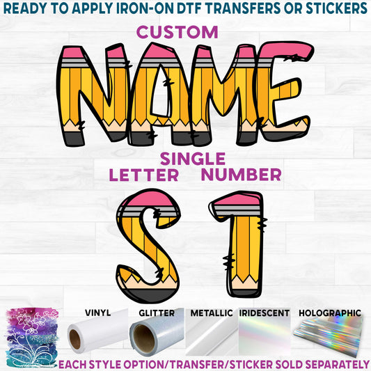 (s211-2F) #2 Pencil Letters Numbers Custom Name Text