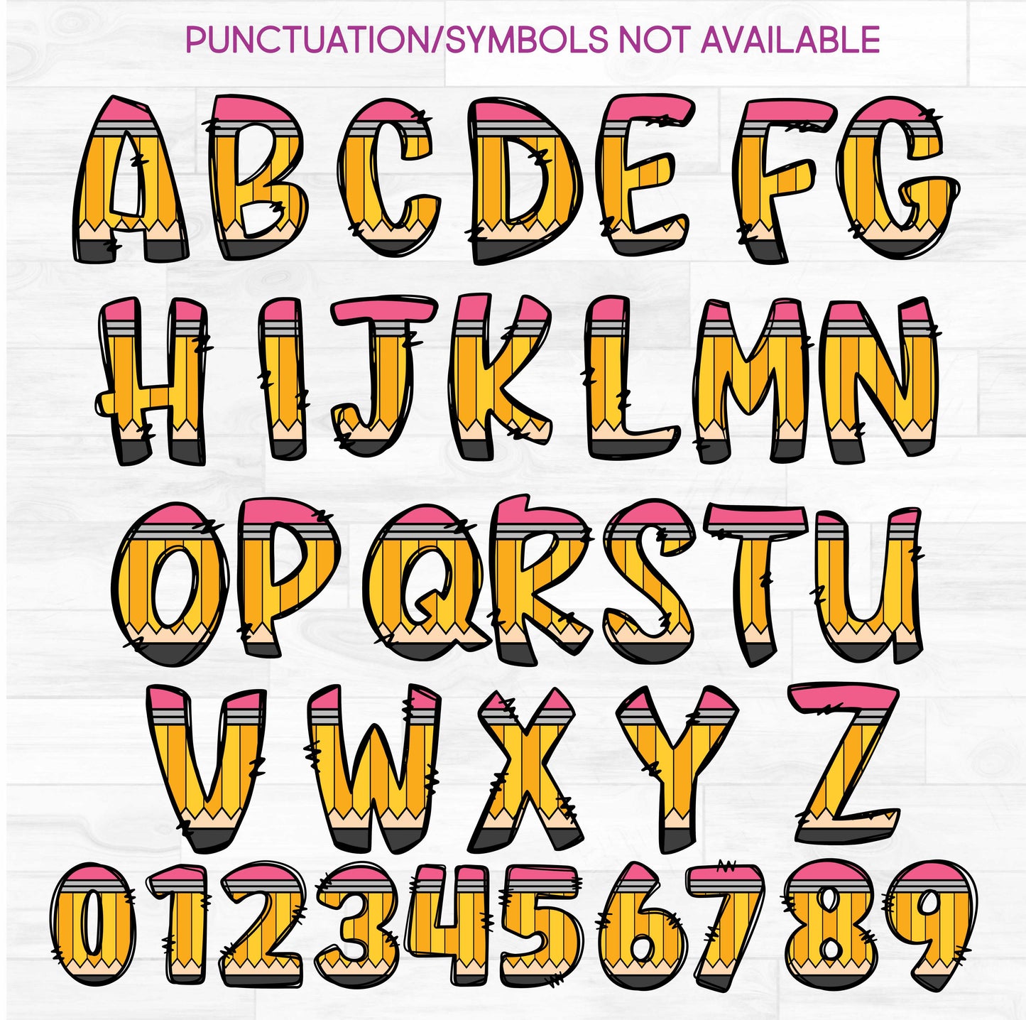 (s211-2F) #2 Pencil Letters Numbers Custom Name Text