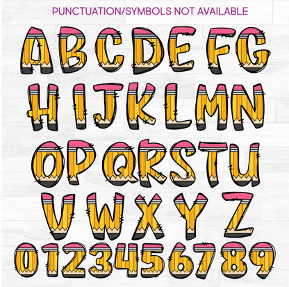 (s211-2F) #2 Pencil Letters Numbers Custom Name Text