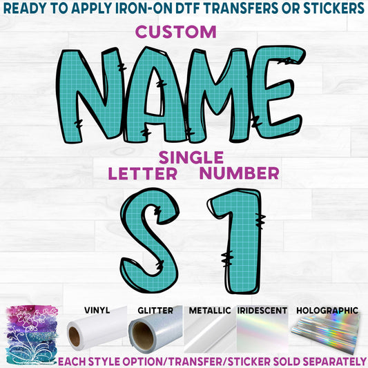 (s211-2H) Graph Paper Crayon Letters Numbers Custom Name Text