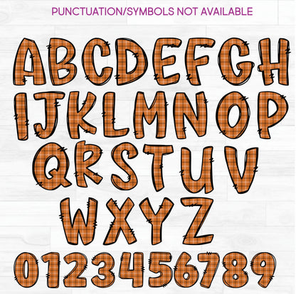 (s211-5D) Orange Plaid Letters Numbers Custom Name Text