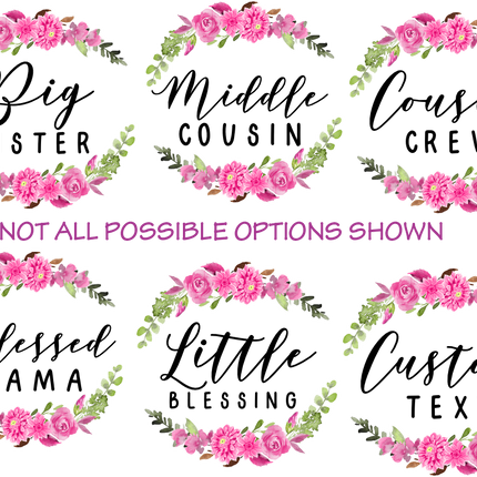 (128-4) Pink Dahlia Rose Floral Flowers Watercolor Custom Text