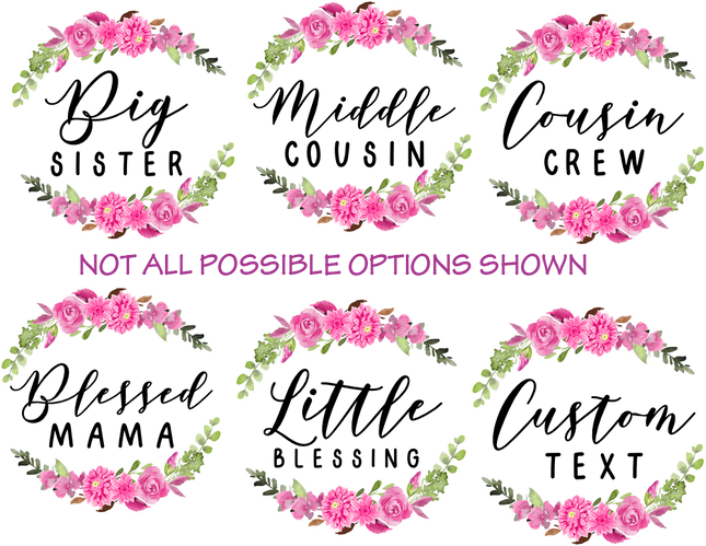 (128-4) Pink Dahlia Rose Floral Flowers Watercolor Custom Text