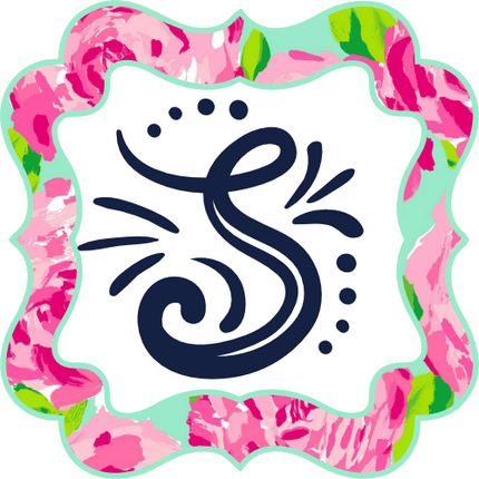 (s215-1-P5001) Square Monogram Floral Frame