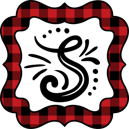 (s215-1-P1001) Square Monogram Buffalo Plaid Frame