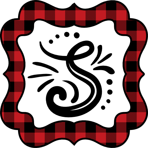 (s215-1-P1001) Square Monogram Buffalo Plaid Frame