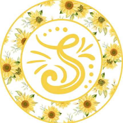 (s215-2-P5089) Circle Monogram Sunflower Floral Flower Frame