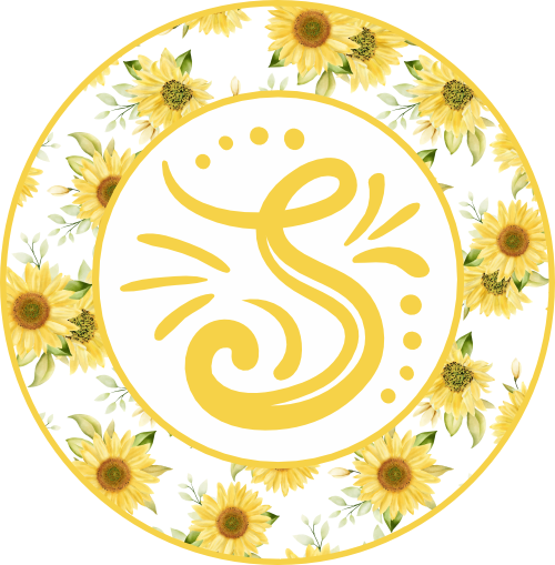(s215-2-P5089) Circle Monogram Sunflower Floral Flower Frame