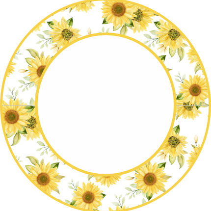 (s215-2-P5089) Circle Monogram Sunflower Floral Flower Frame