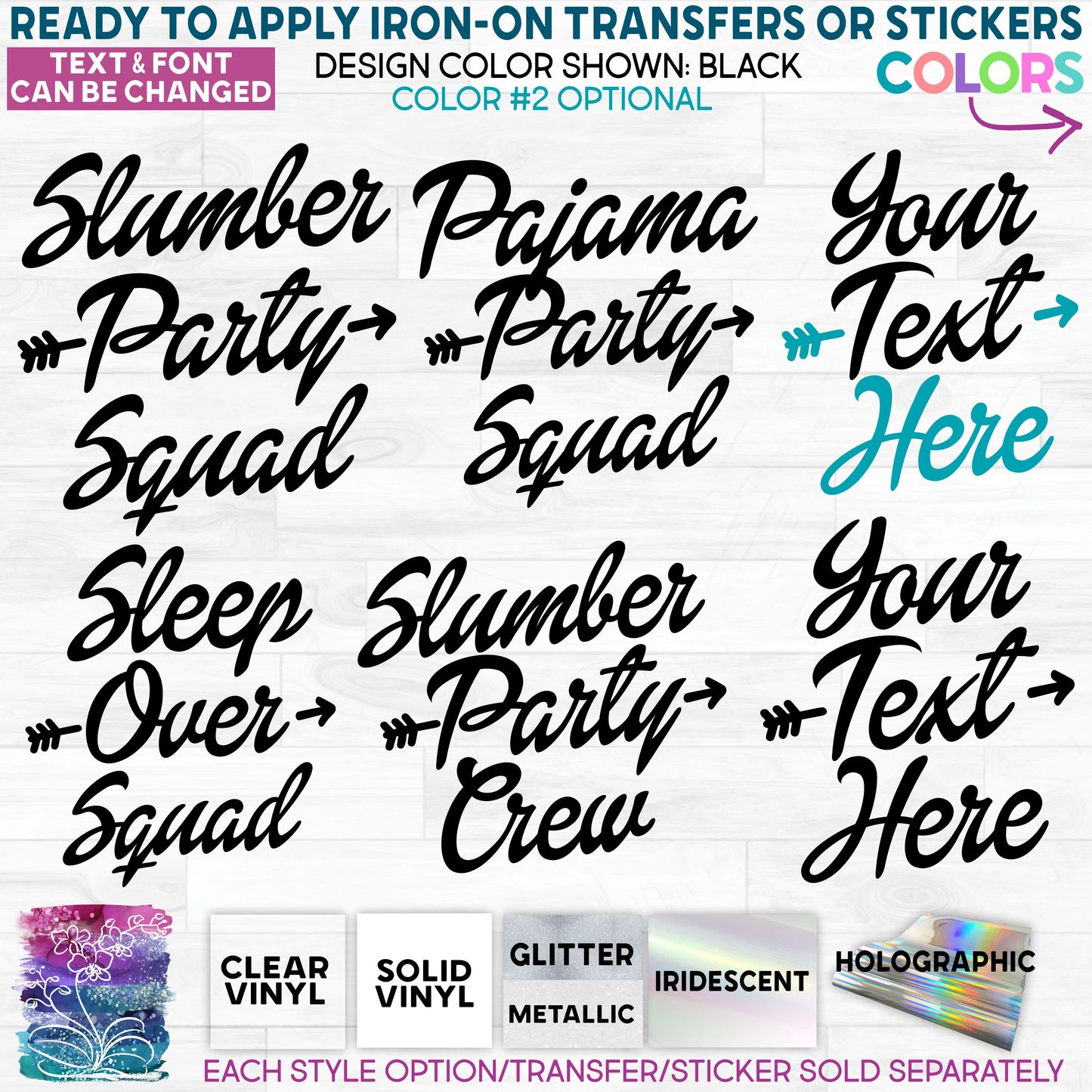 sS:217-E Slumber Party Sleep Over Squad Pajama Party Squad Made-to-Order Iron-On Transfer or Sticker
