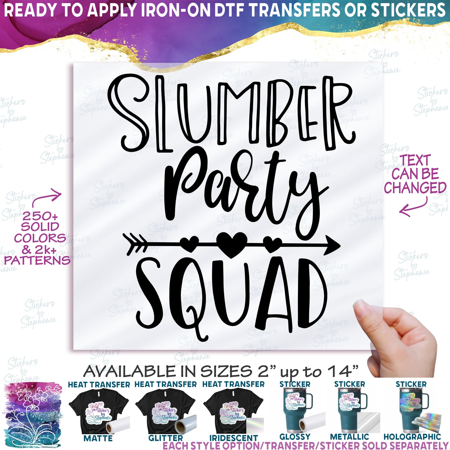 (s217-C) Slumber, Sleep Over, Pajama, Party, Squad, Crew Custom Text