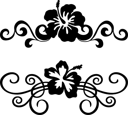 (s021-1-V-W) Hibiscus Flower Border