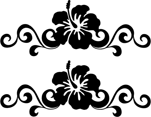 (s021-1-V-W) Hibiscus Flower Border