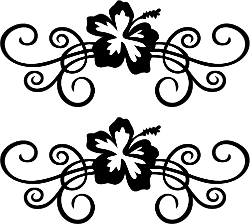 (s021-1-V-W) Hibiscus Flower Border