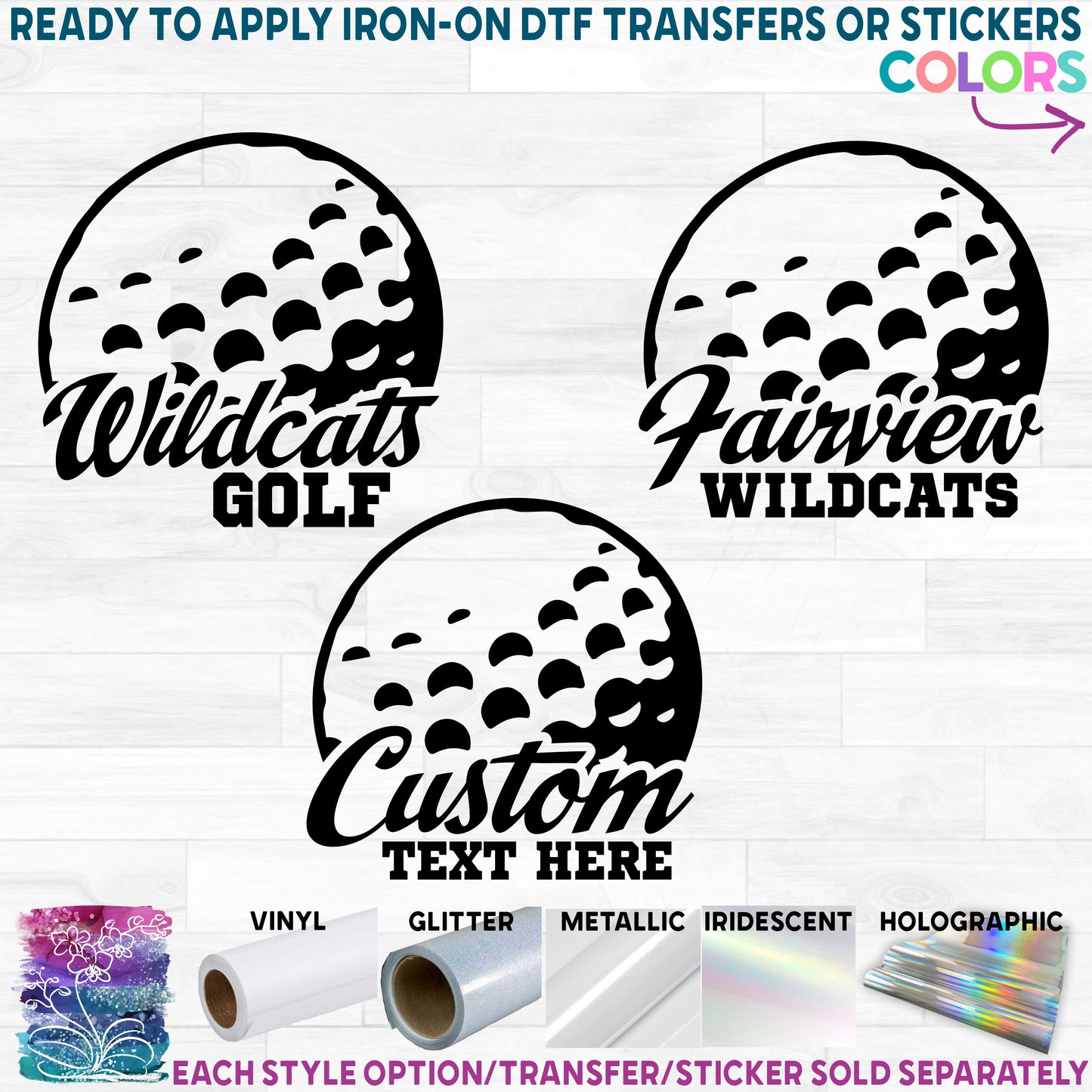 (s220-8A) Golf Ball Team Name Custom Text