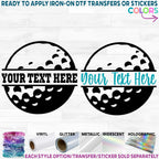 (s220-2C) Split Golf Ball Team Name Custom Text