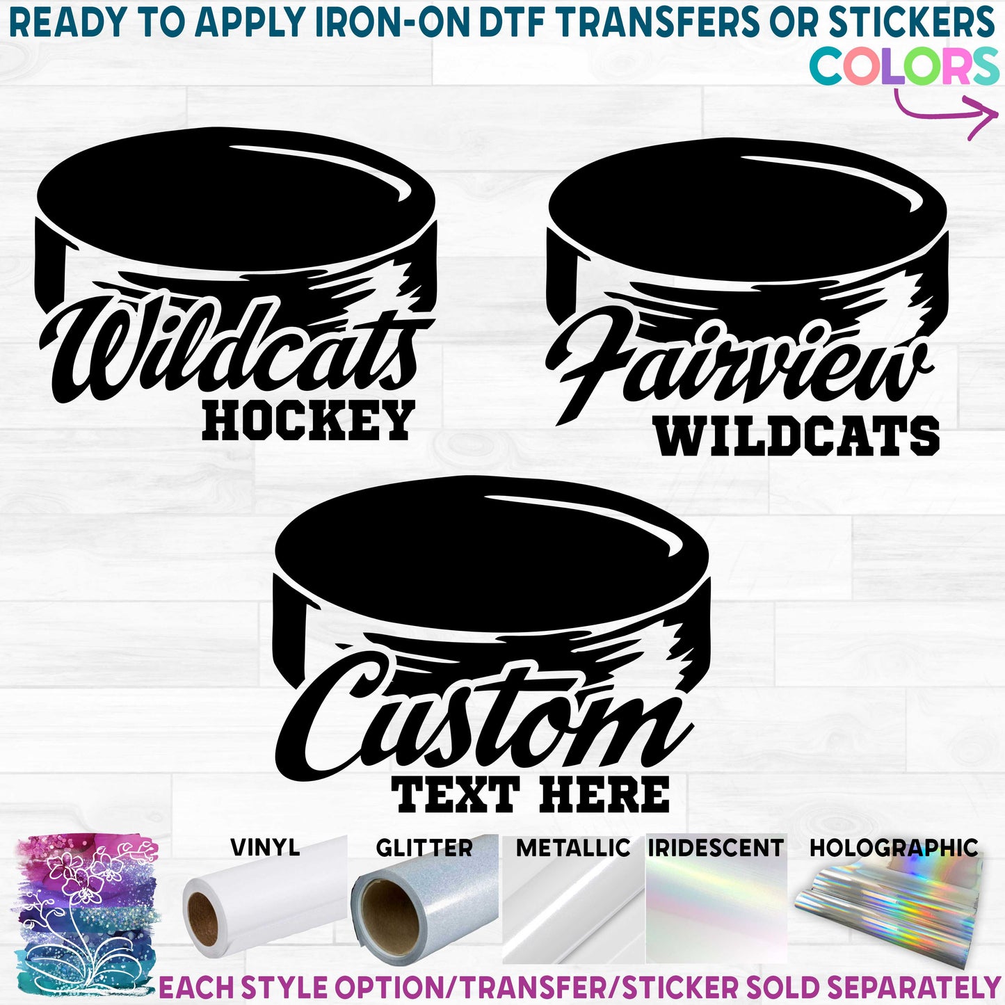 (s221-8A) Hockey Puck Team Name Custom Text