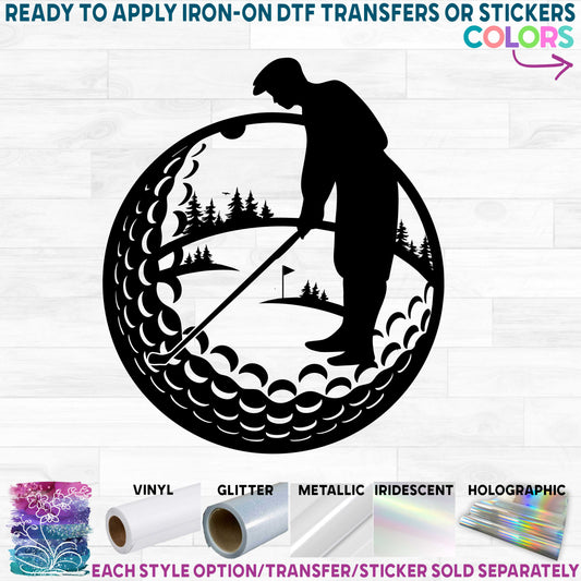 (s220-5B) Golfer Golfing Golf Ball Printed Heat Transfer or Sticker