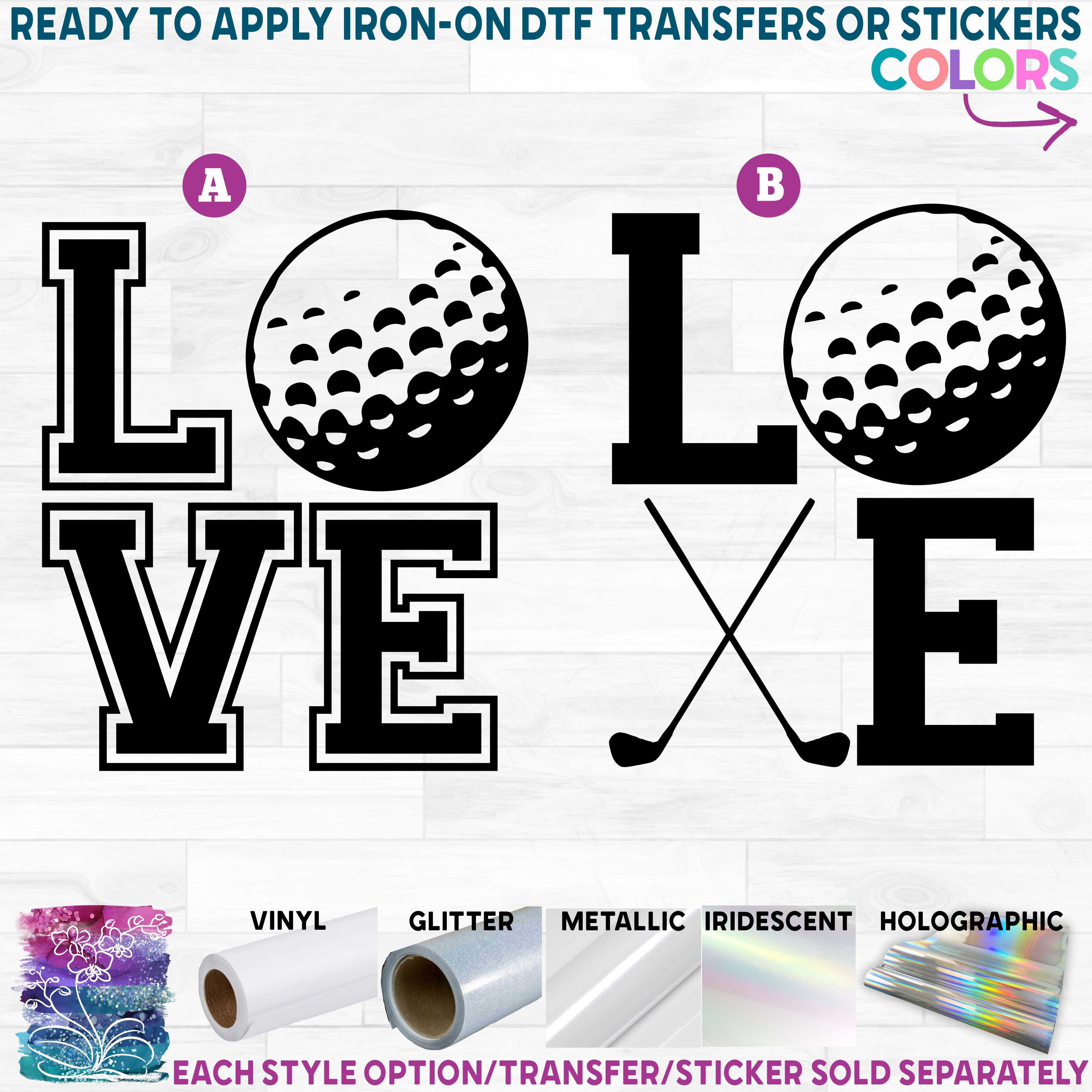 (s220-9) Stacked LOVE Golf Ball Clubs