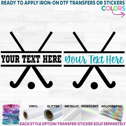 (s221-2B) Field Hockey Sticks Puck Split Team Name Custom Text