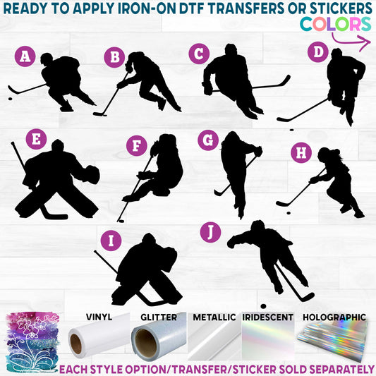 (s221-3) Hockey Player Players Printed Heat Transfer or Sticker