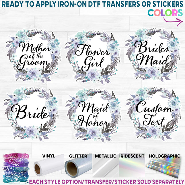 (s223-A) Bridal Wedding Party Lavender Garden Floral Flowers Watercolor Custom Text