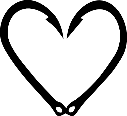 (s224-2D) Fishing Fish Hook Heart Frame