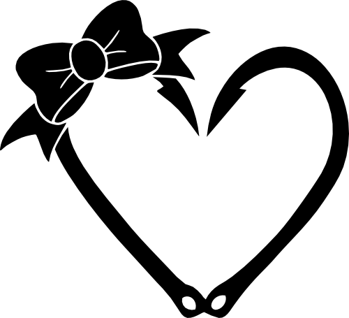 (s224-2E) Fishing Fish Hook Heart Bow Frame